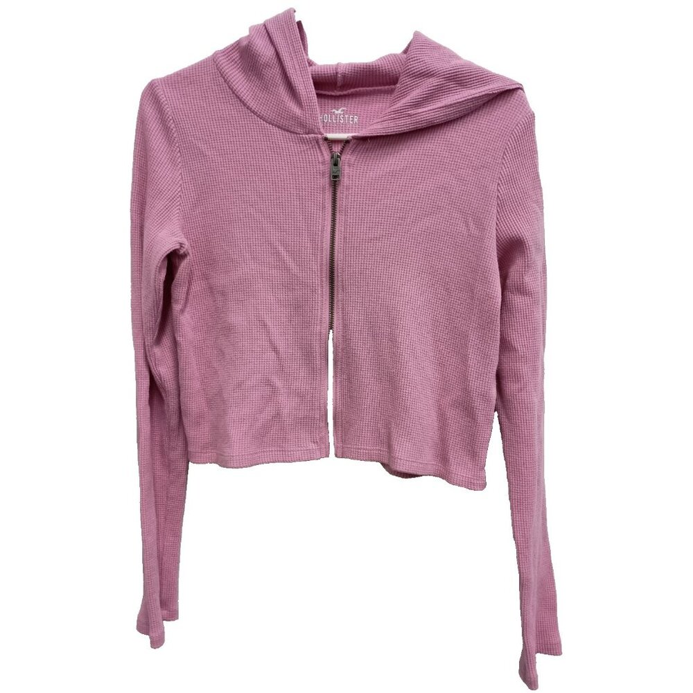 VTG Y2K Hollisterā Hoodie Womens Small Pink Thermal Cropped Grunge Casual